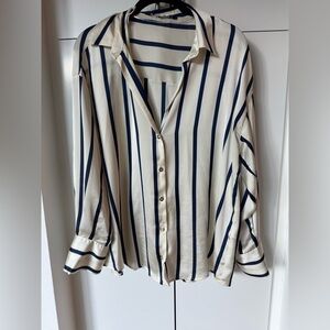 Zara STRIPED SATIN EFFECT OVERSIZED SHIRT size Large